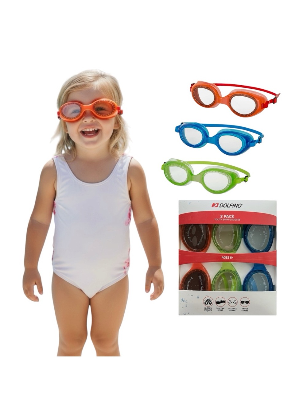 Dolfino 3 Pack Swim Goggles